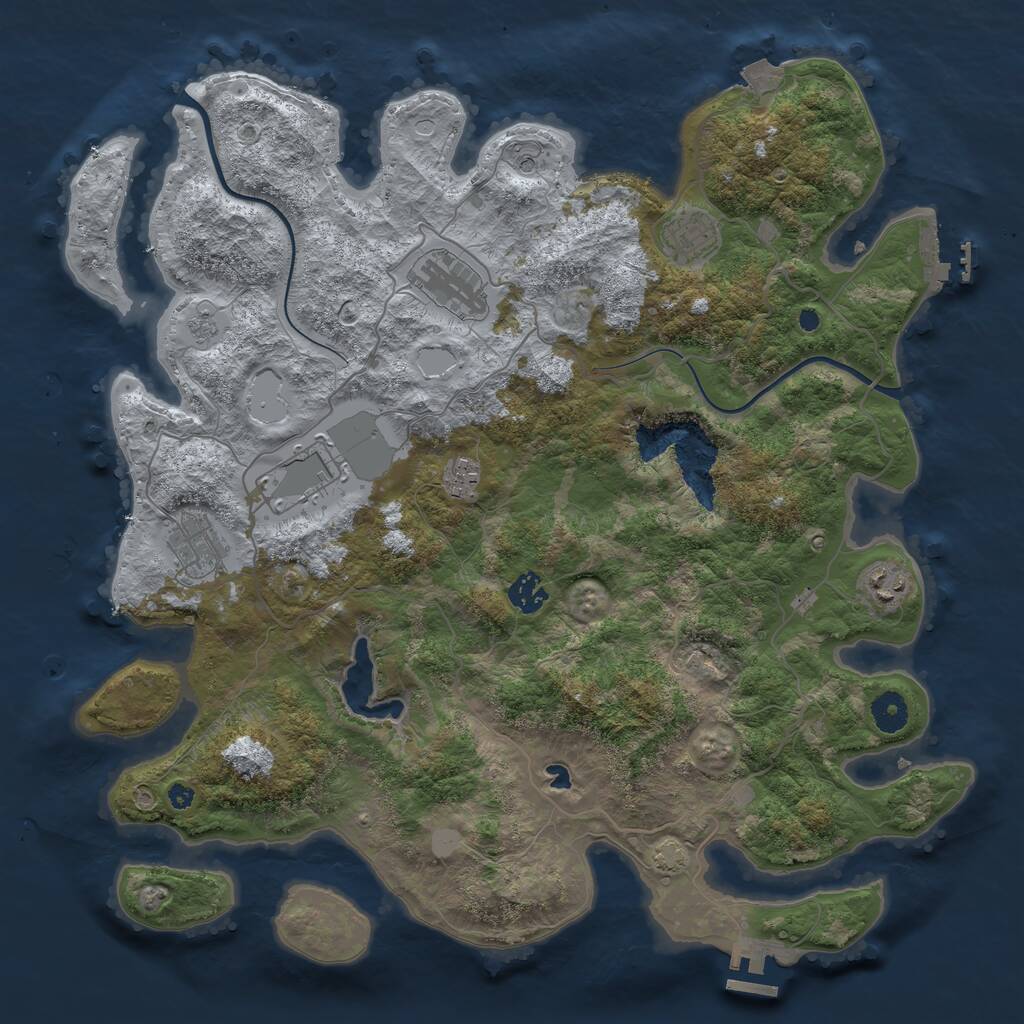 Rust Map: Procedural Map, Size: 4000, Seed: 765241078, 13 Monuments