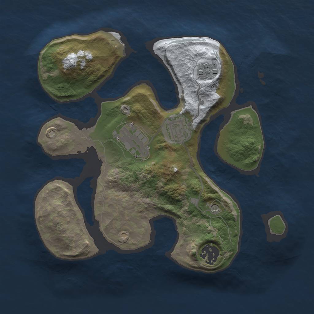 Rust Map: Barren, Size: 2500, Seed: 5008269, 7 Monuments
