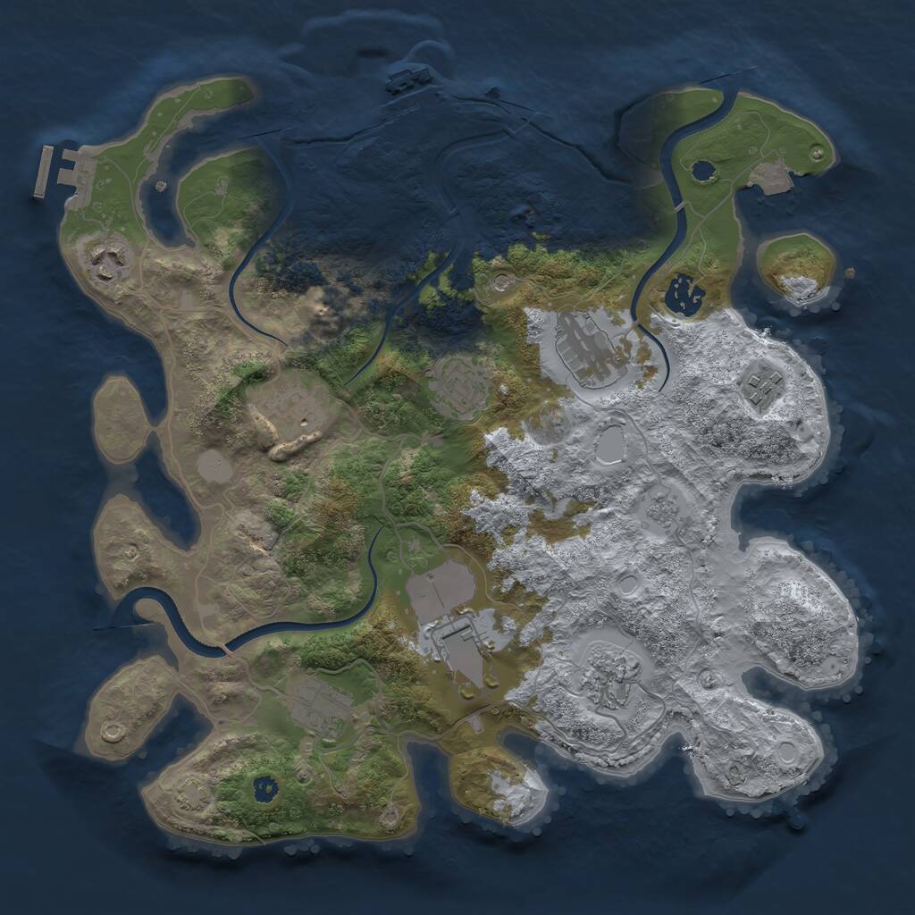 Rust Map: Procedural Map, Size: 3500, Seed: 1829511, 15 Monuments