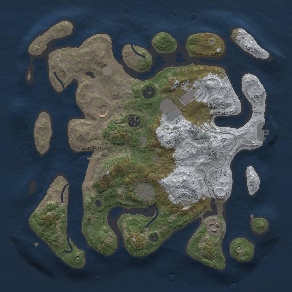 Rust Map: Procedural Map, Size: 3500, Seed: 2574998, 14 Monuments