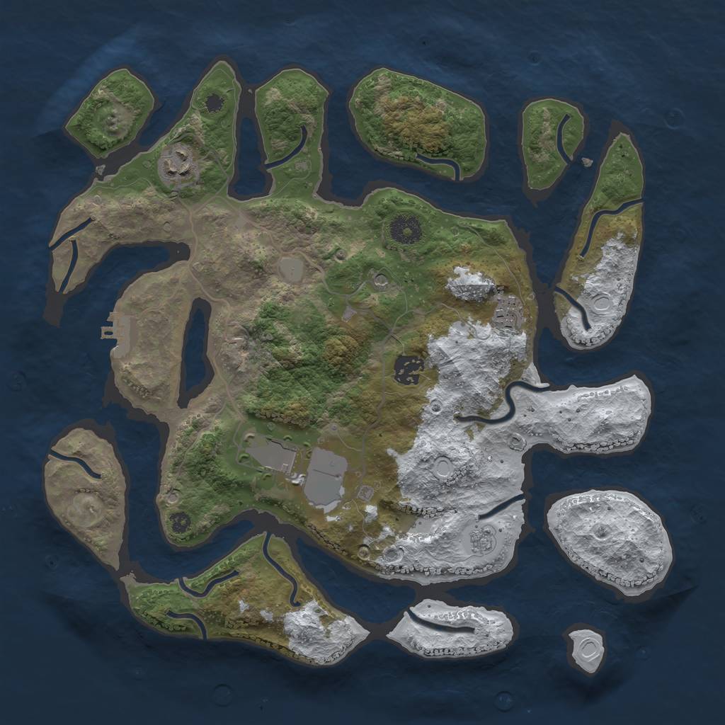 Rust Map: Procedural Map, Size: 3500, Seed: 5911582, 12 Monuments