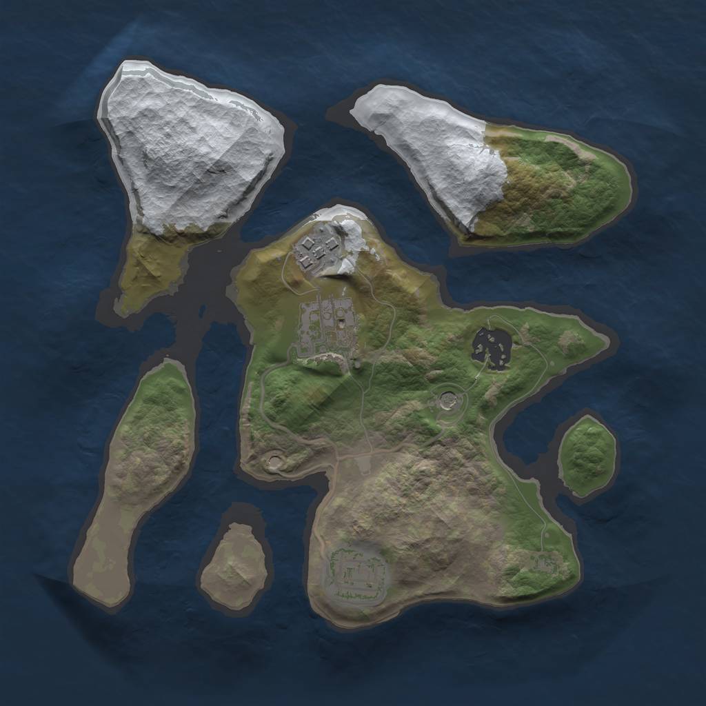 Rust Map: Barren, Size: 2500, Seed: 3279020, 7 Monuments