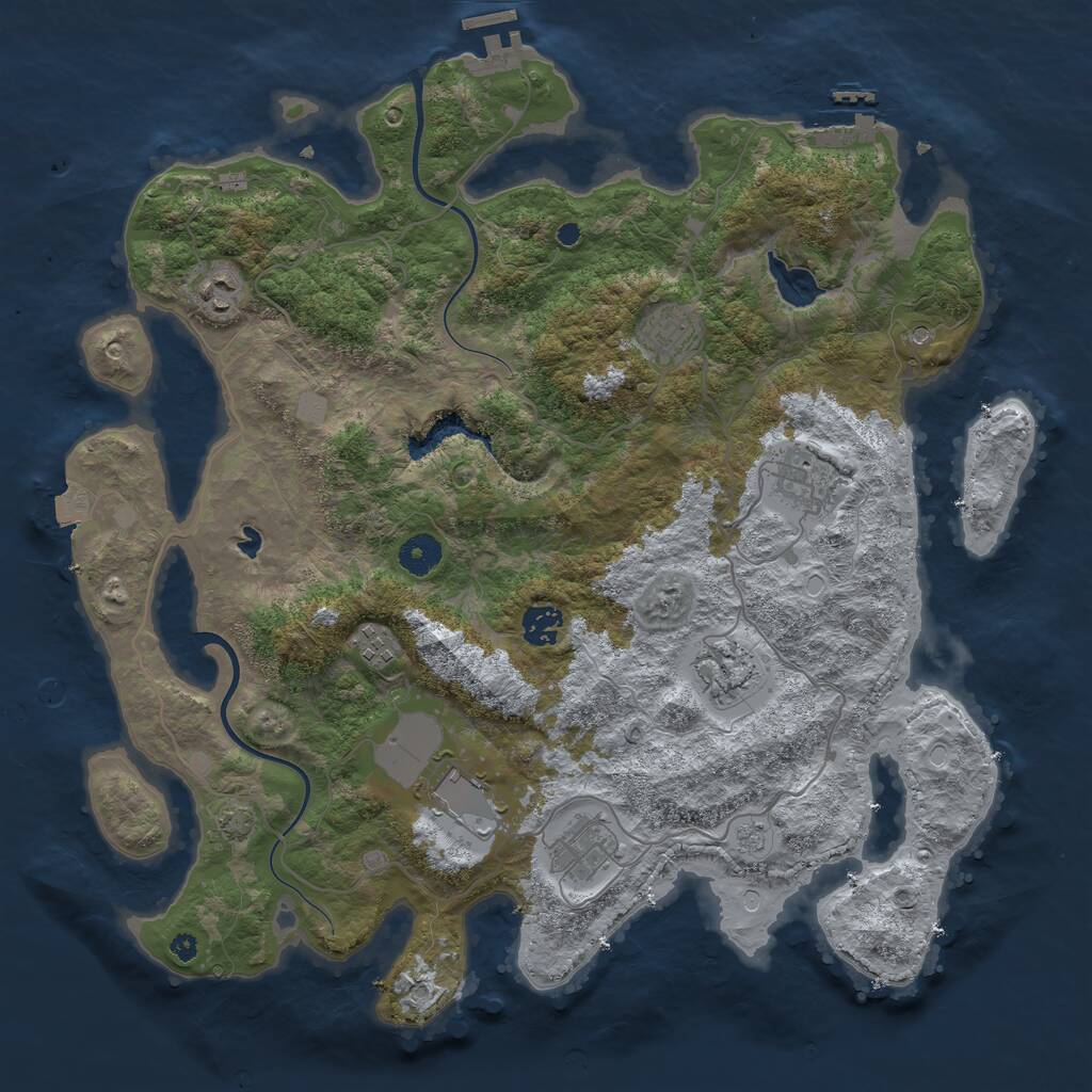 Rust Map: Procedural Map, Size: 4000, Seed: 97234123, 14 Monuments