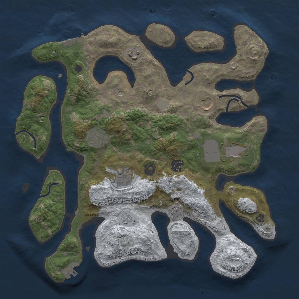 Rust Map: Procedural Map, Size: 3500, Seed: 327216, 16 Monuments