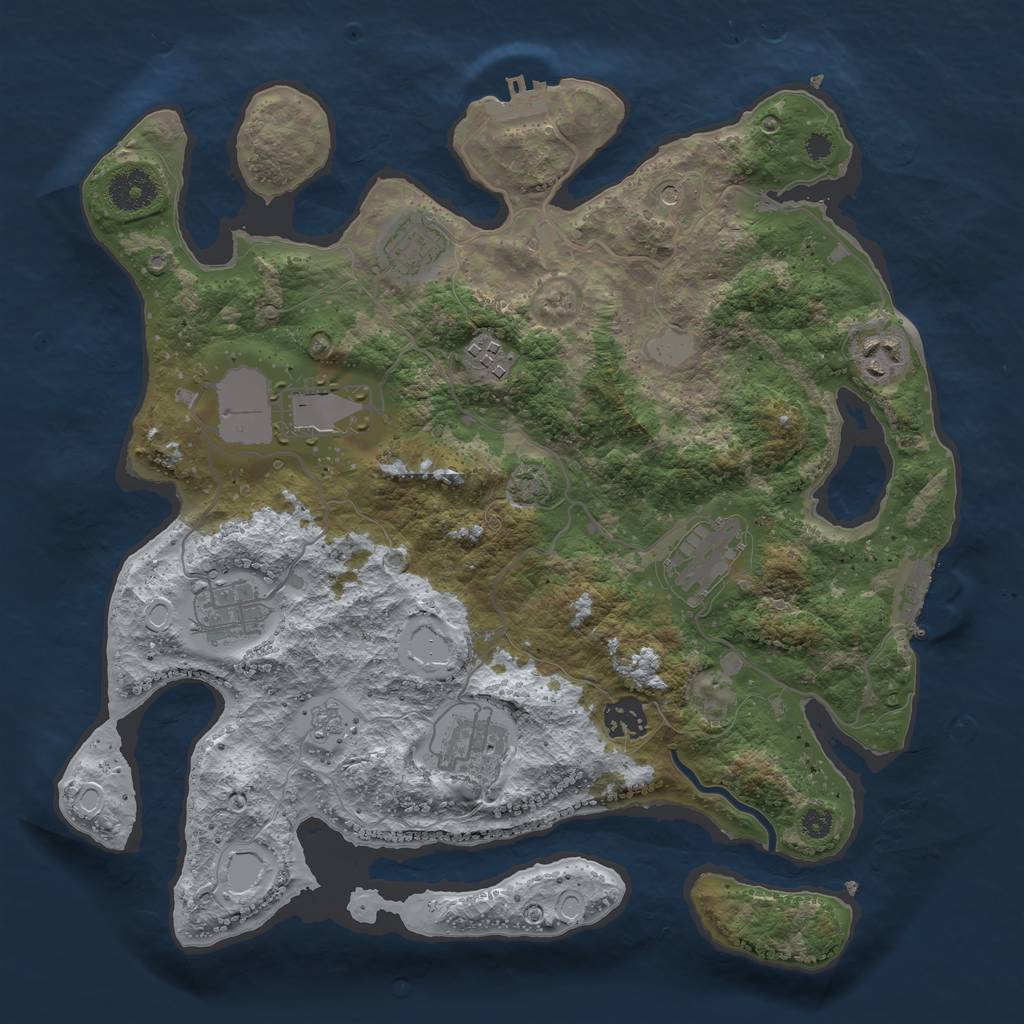 Rust Map: Procedural Map, Size: 3500, Seed: 2064989, 16 Monuments