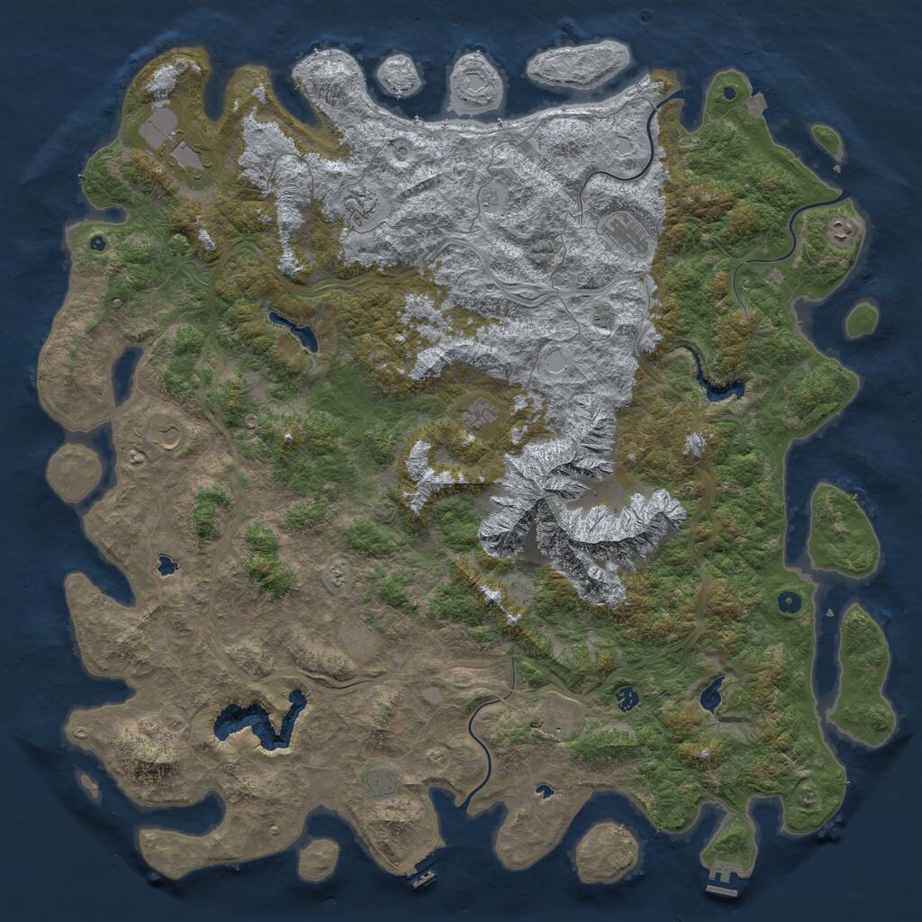 Rust Map: Procedural Map, Size: 6000, Seed: 2143455647, 17 Monuments