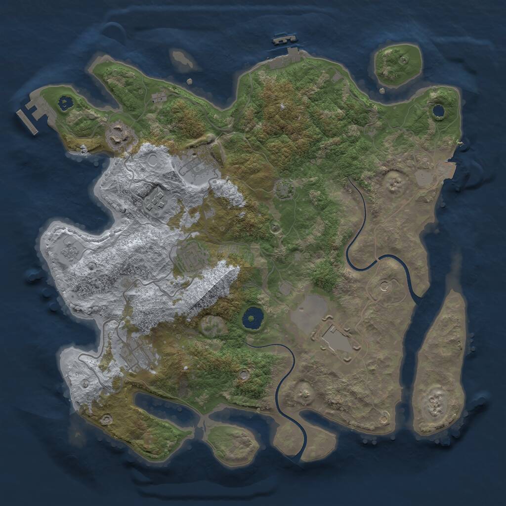 Rust Map: Procedural Map, Size: 3500, Seed: 3052440, 12 Monuments