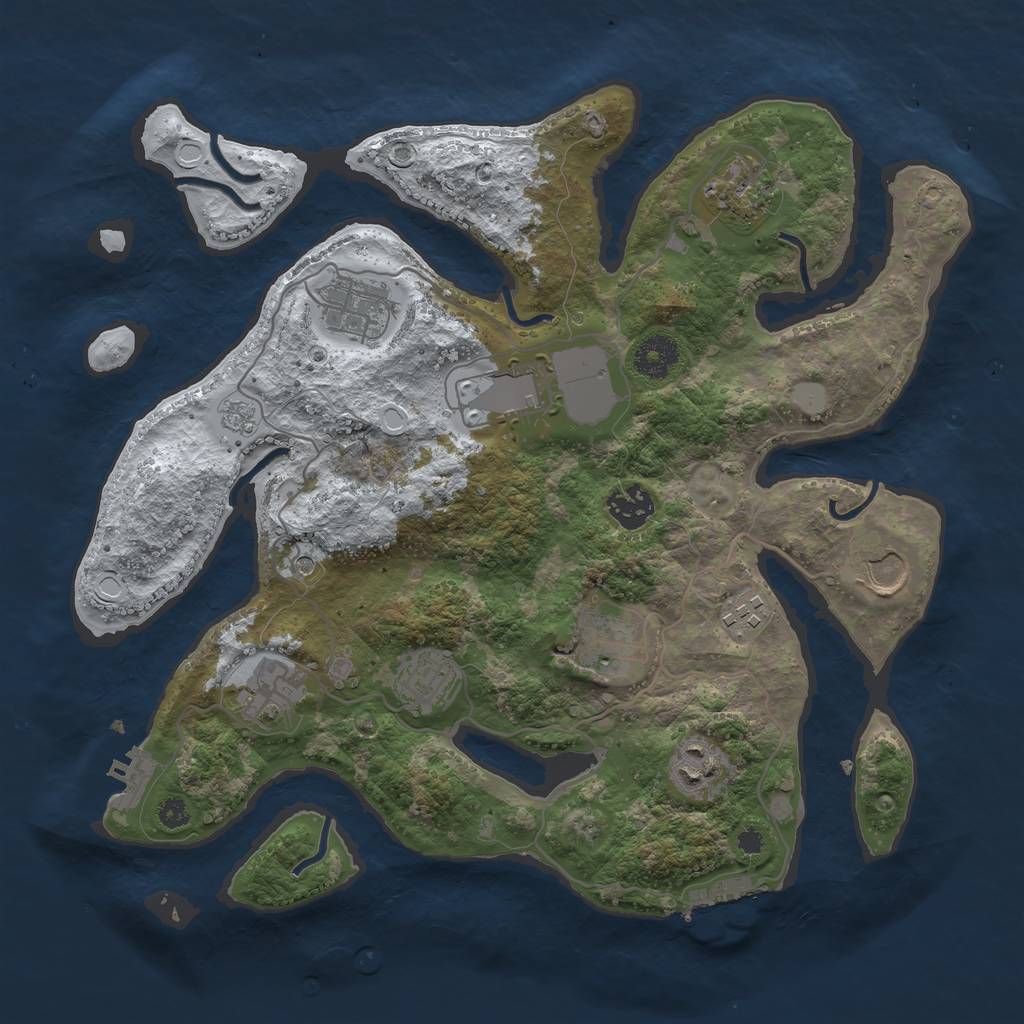 Rust Map: Procedural Map, Size: 3500, Seed: 3345349, 19 Monuments