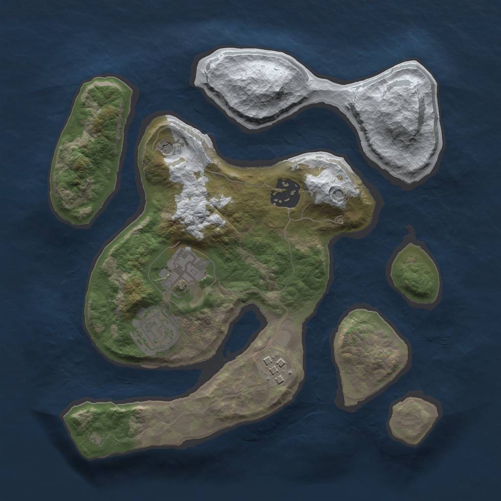Rust Map: Barren, Size: 2500, Seed: 4834072, 7 Monuments