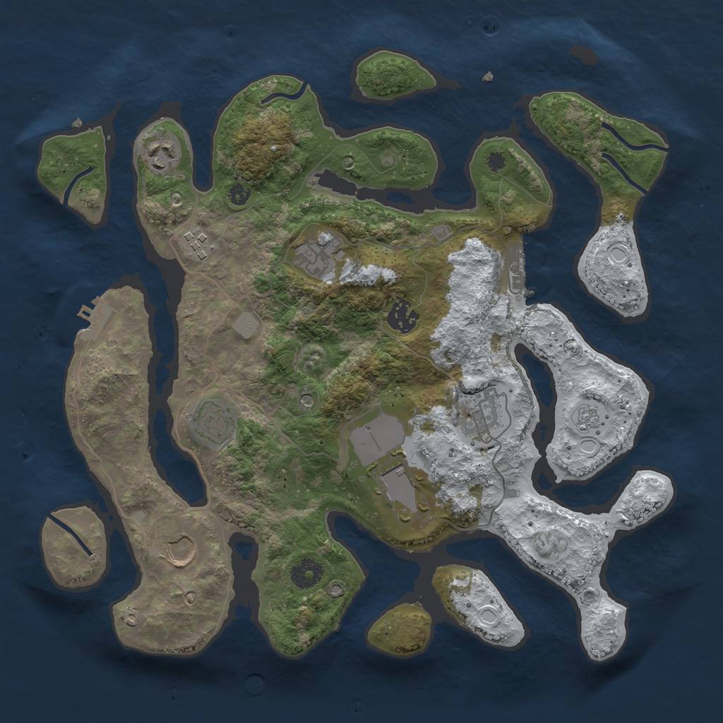 Rust Map: Procedural Map, Size: 3500, Seed: 1076580, 17 Monuments