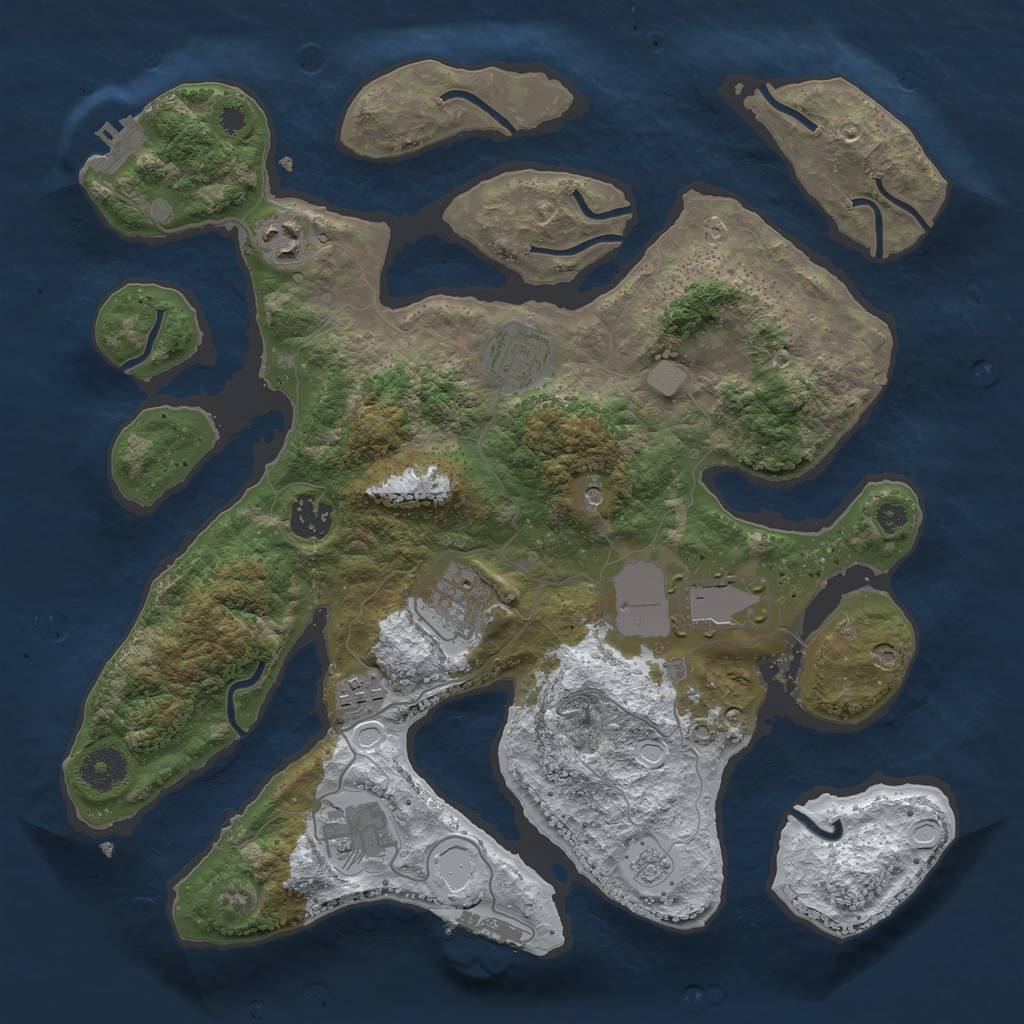 Rust Map: Procedural Map, Size: 3500, Seed: 156915, 16 Monuments