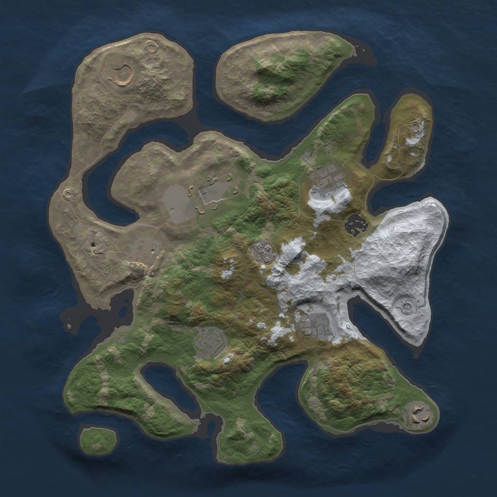 Rust Map: Barren, Size: 3500, Seed: 4276189, 12 Monuments