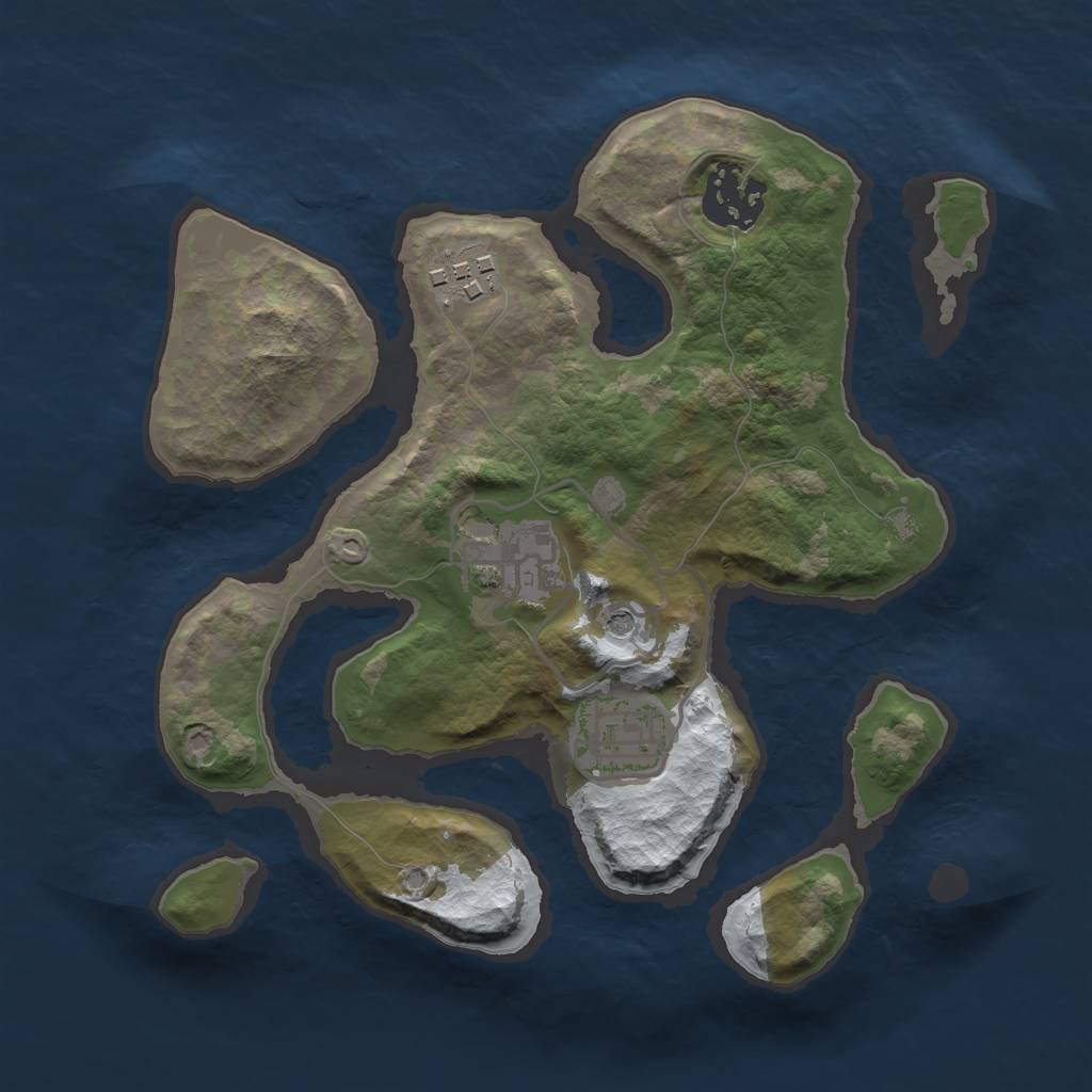 Rust Map: Barren, Size: 2500, Seed: 2564061, 7 Monuments