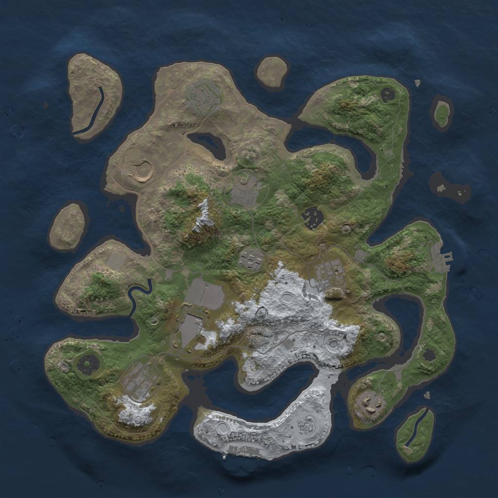 Rust Map: Procedural Map, Size: 3500, Seed: 6177297, 18 Monuments