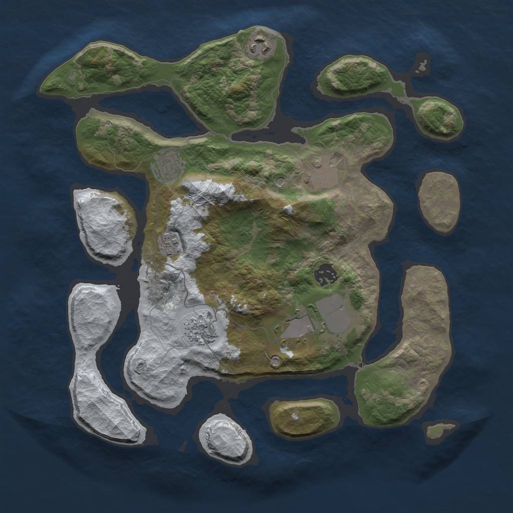 Rust Map: Barren, Size: 3500, Seed: 2103776, 10 Monuments