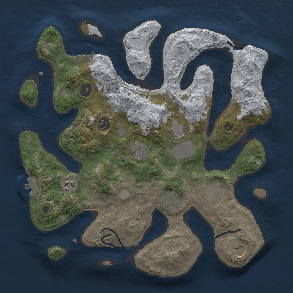Rust Map: Procedural Map, Size: 3500, Seed: 948947, 17 Monuments