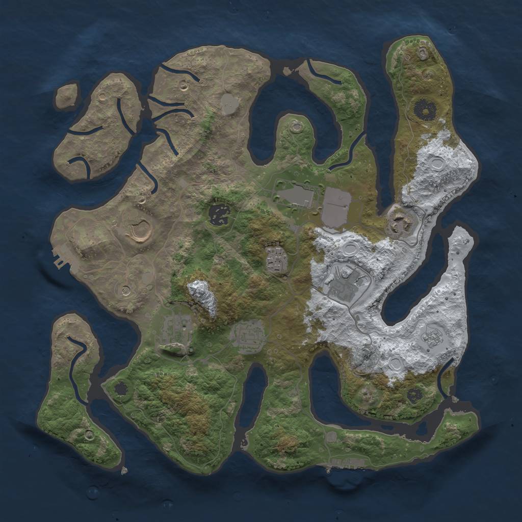 Rust Map: Procedural Map, Size: 3500, Seed: 6271224, 17 Monuments