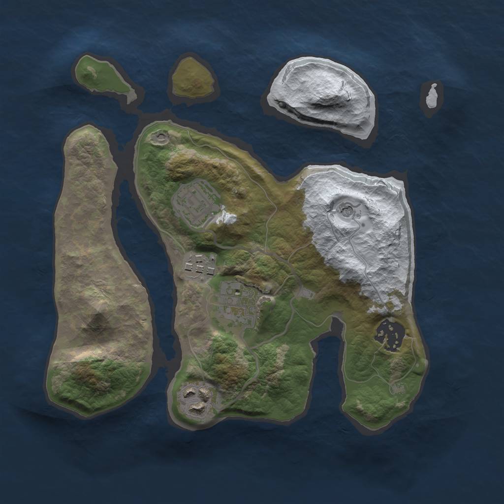 Rust Map: Barren, Size: 2500, Seed: 5828800, 8 Monuments