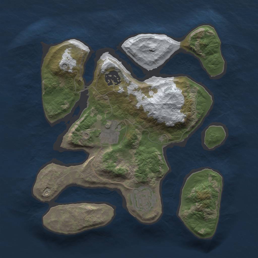 Rust Map: Barren, Size: 2500, Seed: 2800650, 5 Monuments