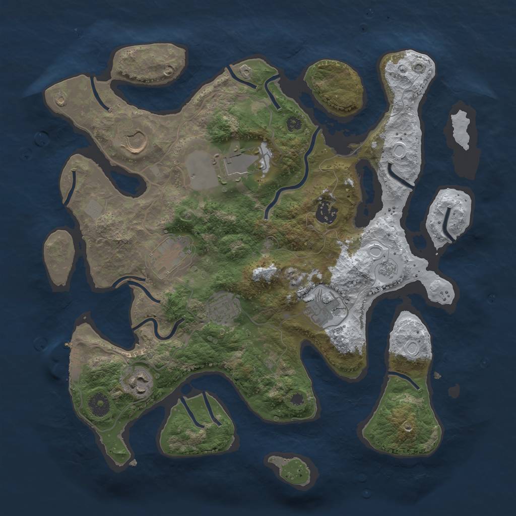 Rust Map: Procedural Map, Size: 3500, Seed: 2159210, 14 Monuments