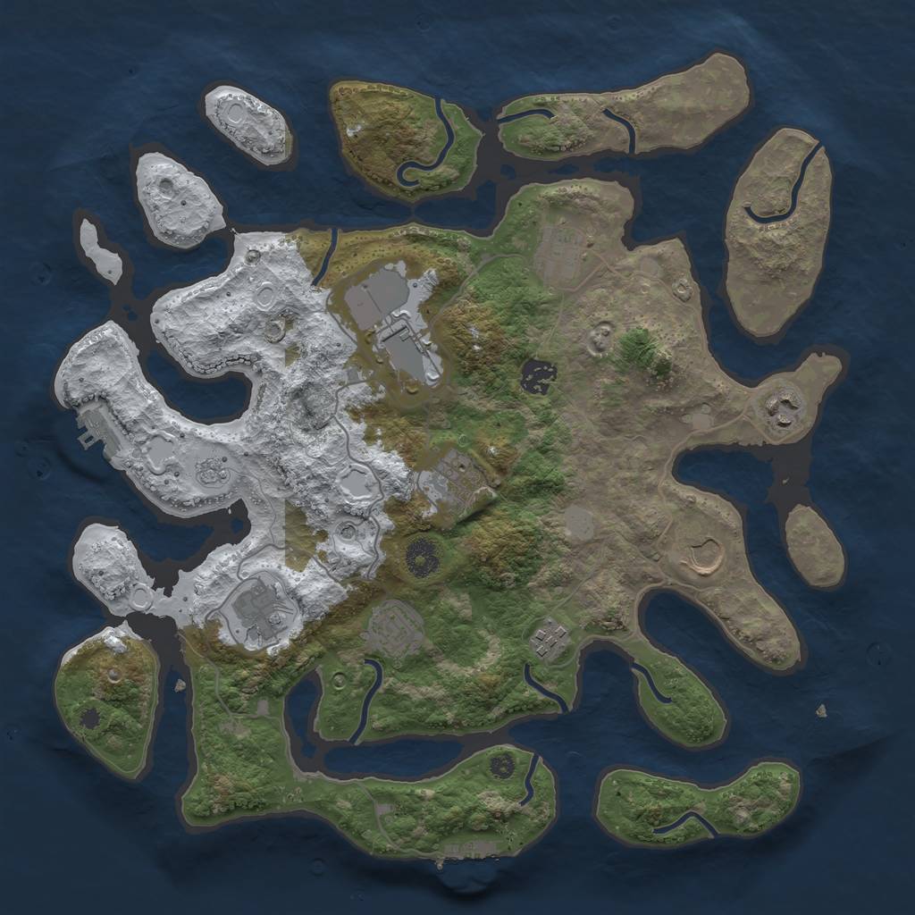 Rust Map: Procedural Map, Size: 3800, Seed: 6038474, 18 Monuments