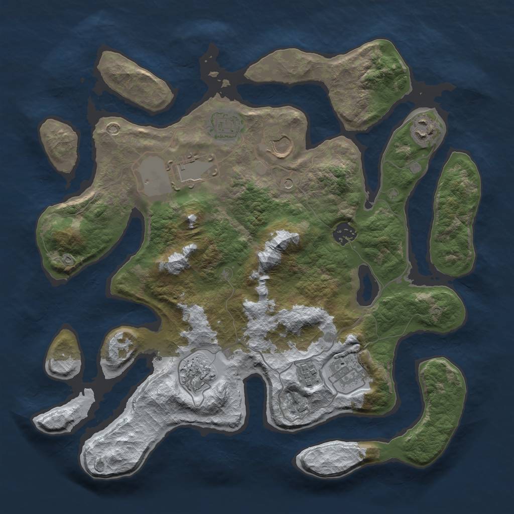 Rust Map: Barren, Size: 3500, Seed: 3516824, 11 Monuments