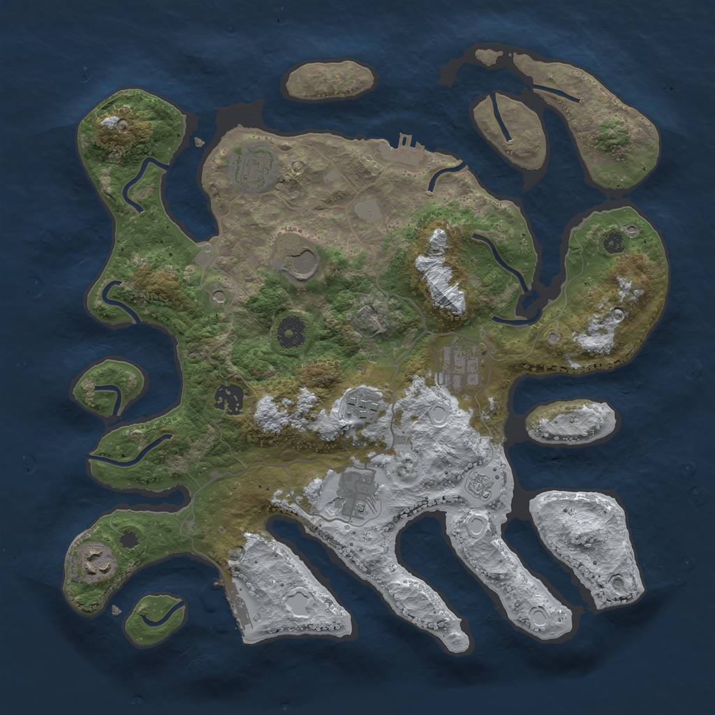 Rust Map: Procedural Map, Size: 3500, Seed: 23779, 16 Monuments