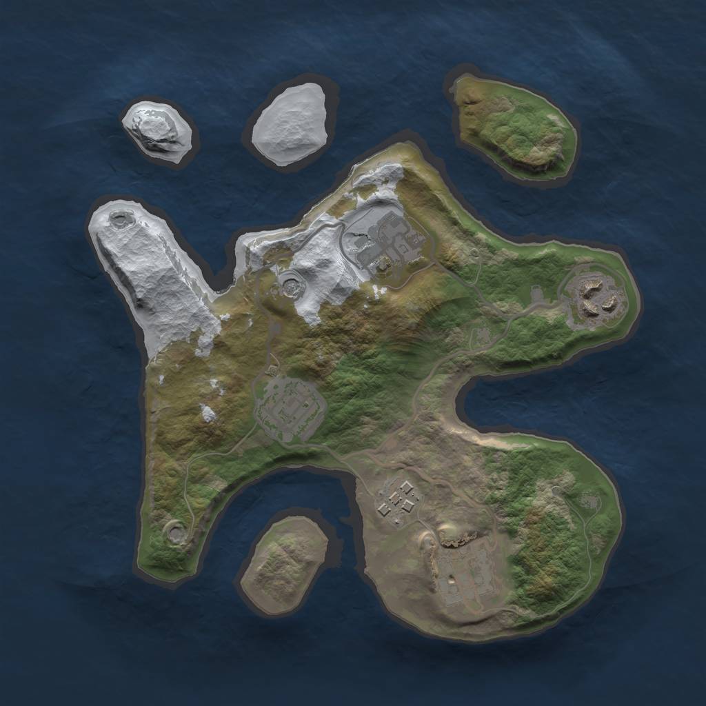 Rust Map: Barren, Size: 2500, Seed: 887617, 8 Monuments