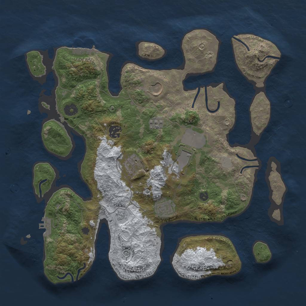 Rust Map: Procedural Map, Size: 3500, Seed: 141222, 15 Monuments