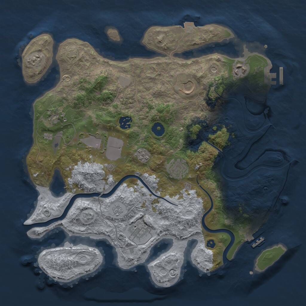 Rust Map: Procedural Map, Size: 3500, Seed: 3494921, 14 Monuments