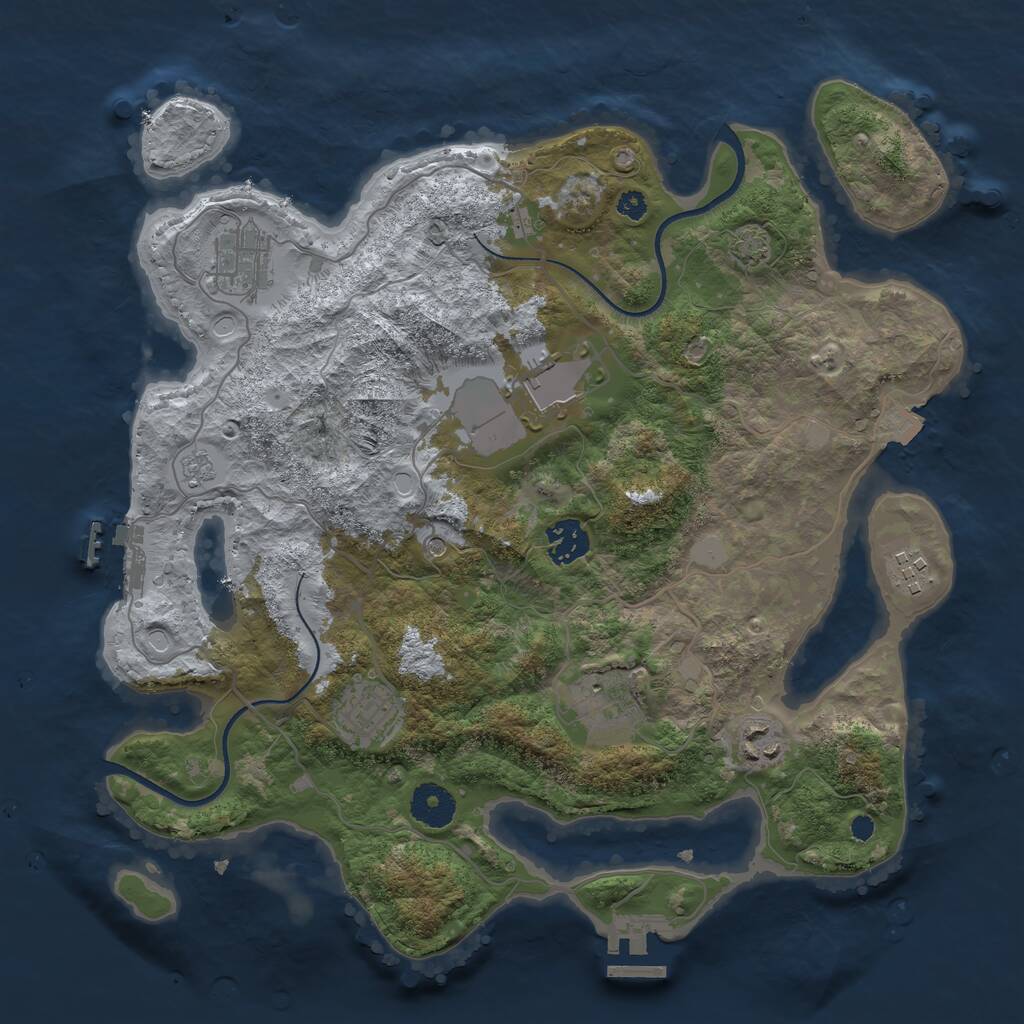 Rust Map: Procedural Map, Size: 3500, Seed: 5708728, 13 Monuments