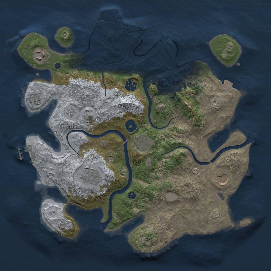 Rust Map: Procedural Map, Size: 3500, Seed: 5127591, 12 Monuments