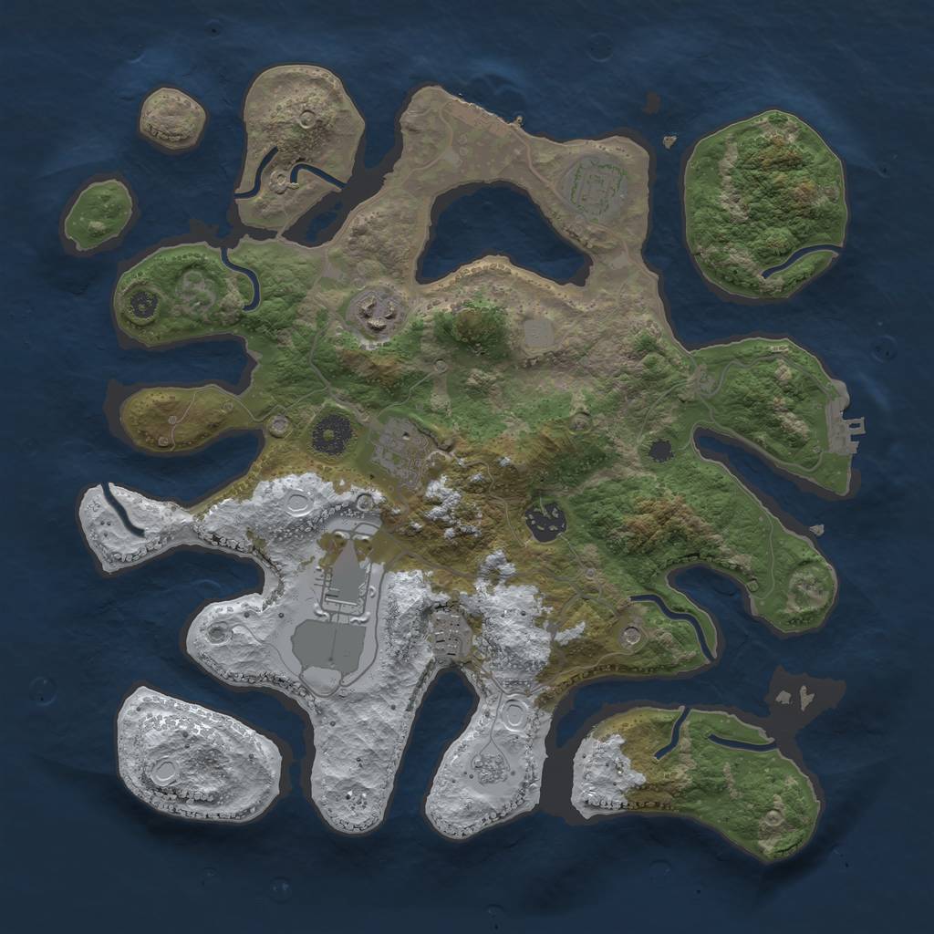 Rust Map: Procedural Map, Size: 3500, Seed: 229395, 15 Monuments