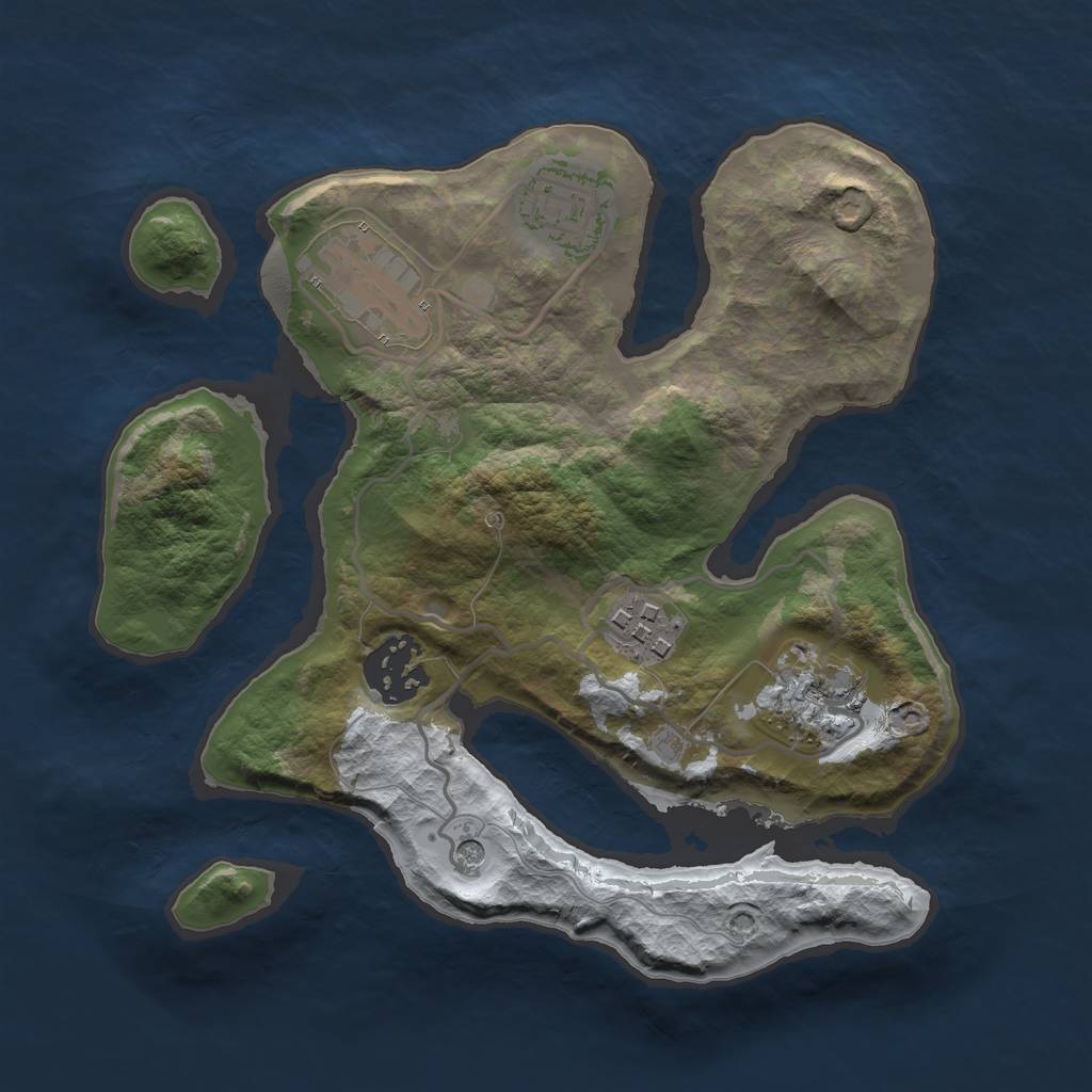 Rust Map: Barren, Size: 2500, Seed: 323395, 8 Monuments