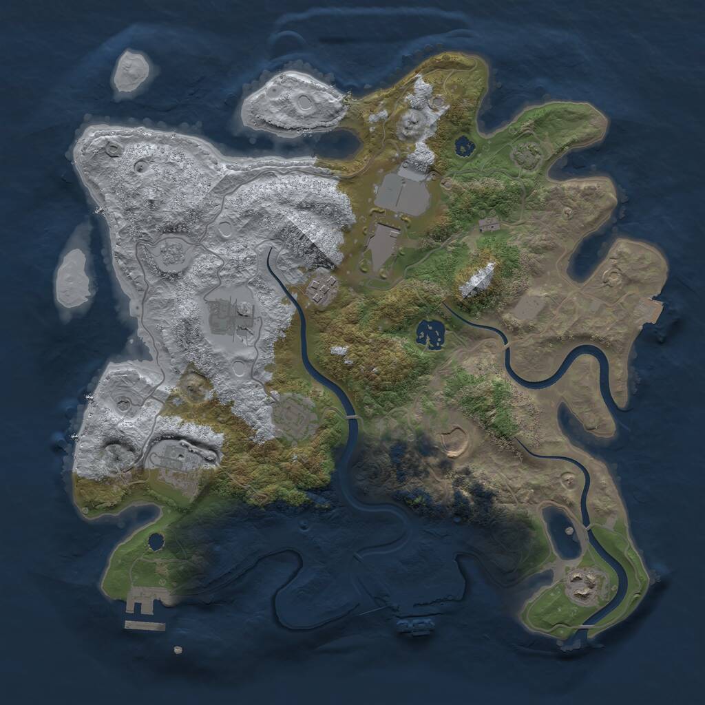 Rust Map: Procedural Map, Size: 3500, Seed: 4952796, 14 Monuments