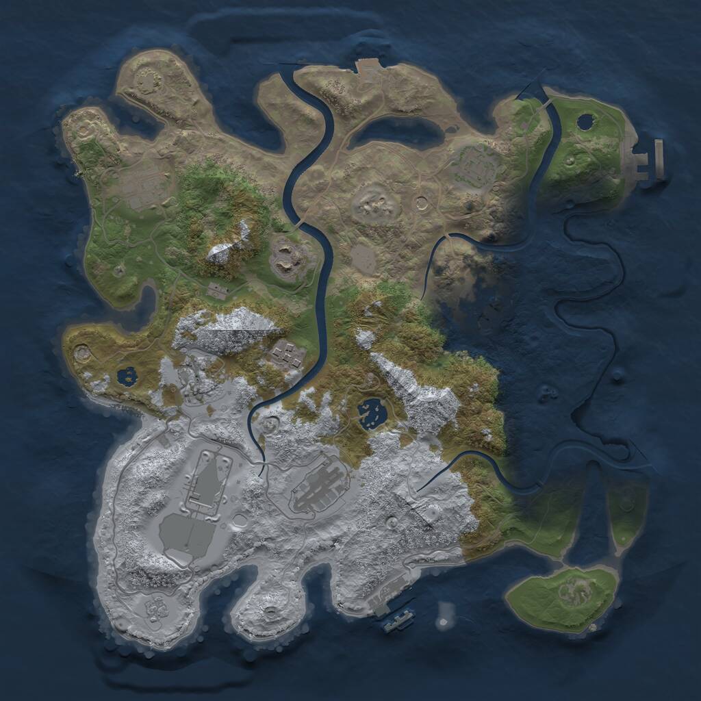 Rust Map: Procedural Map, Size: 3500, Seed: 4647313, 15 Monuments