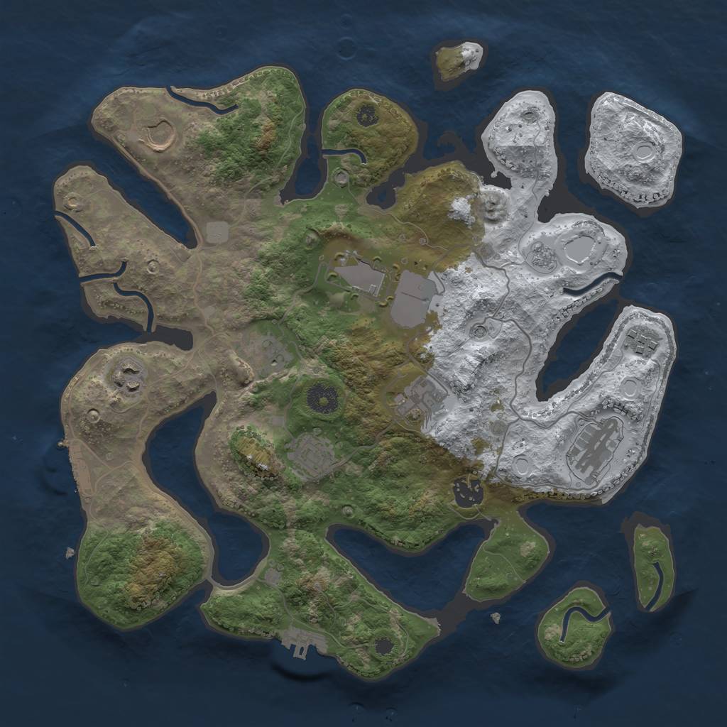 Rust Map: Procedural Map, Size: 3500, Seed: 5071076, 18 Monuments