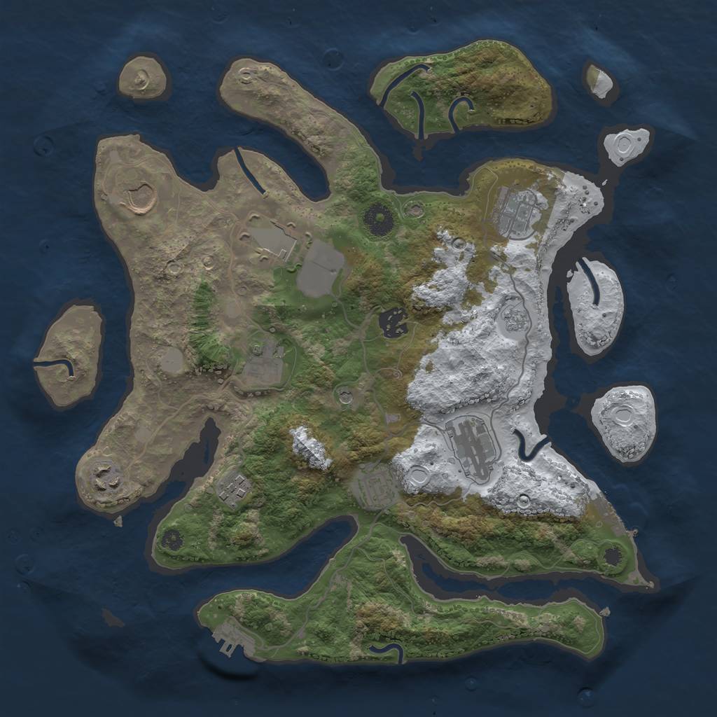 Rust Map: Procedural Map, Size: 3500, Seed: 4503430, 18 Monuments