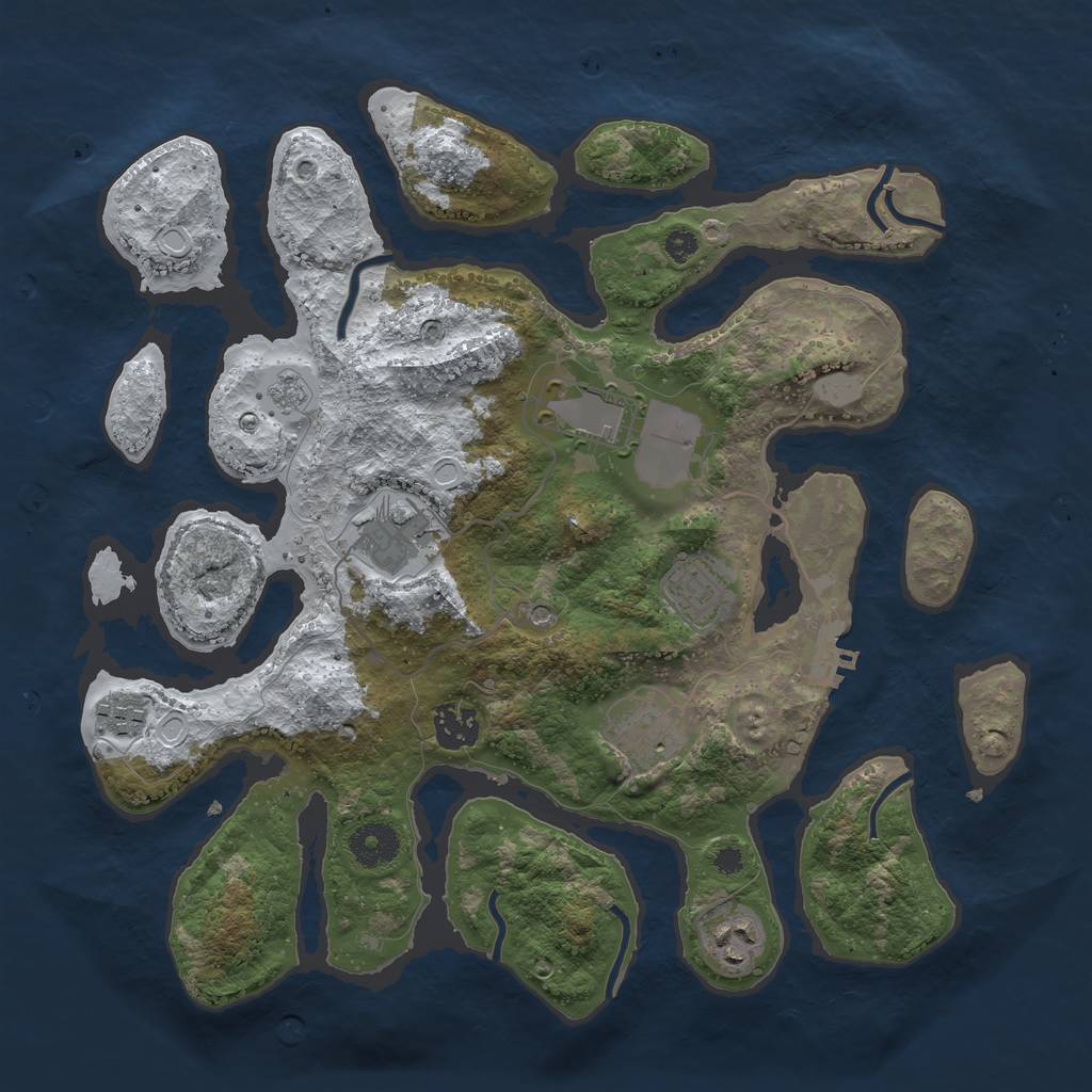 Rust Map: Procedural Map, Size: 3500, Seed: 4089743, 15 Monuments