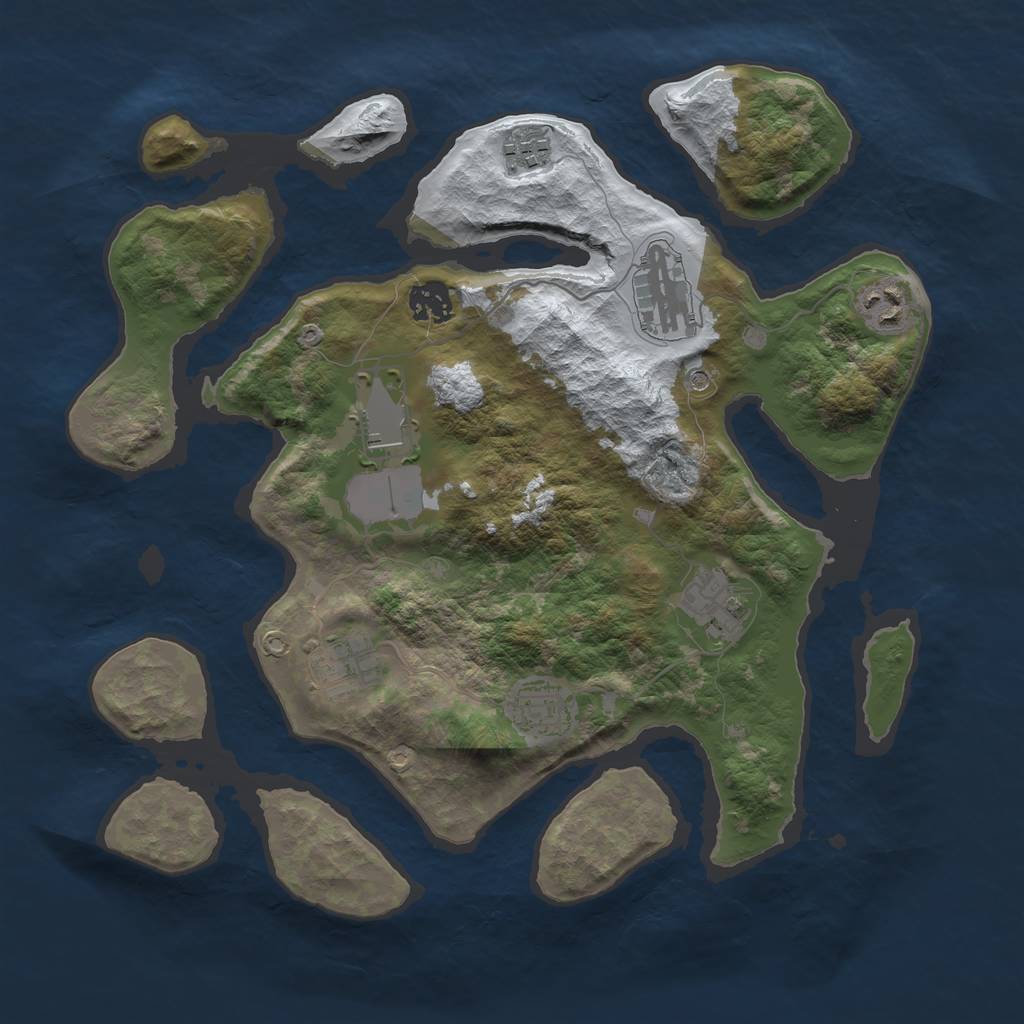 Rust Map: Barren, Size: 3500, Seed: 3676713, 11 Monuments