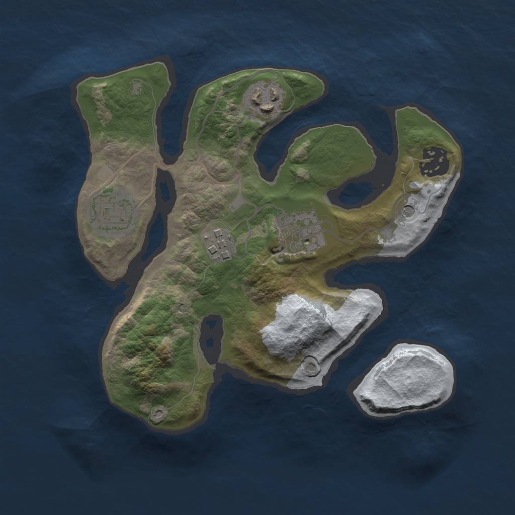 Rust Map: Barren, Size: 2500, Seed: 49555, 8 Monuments