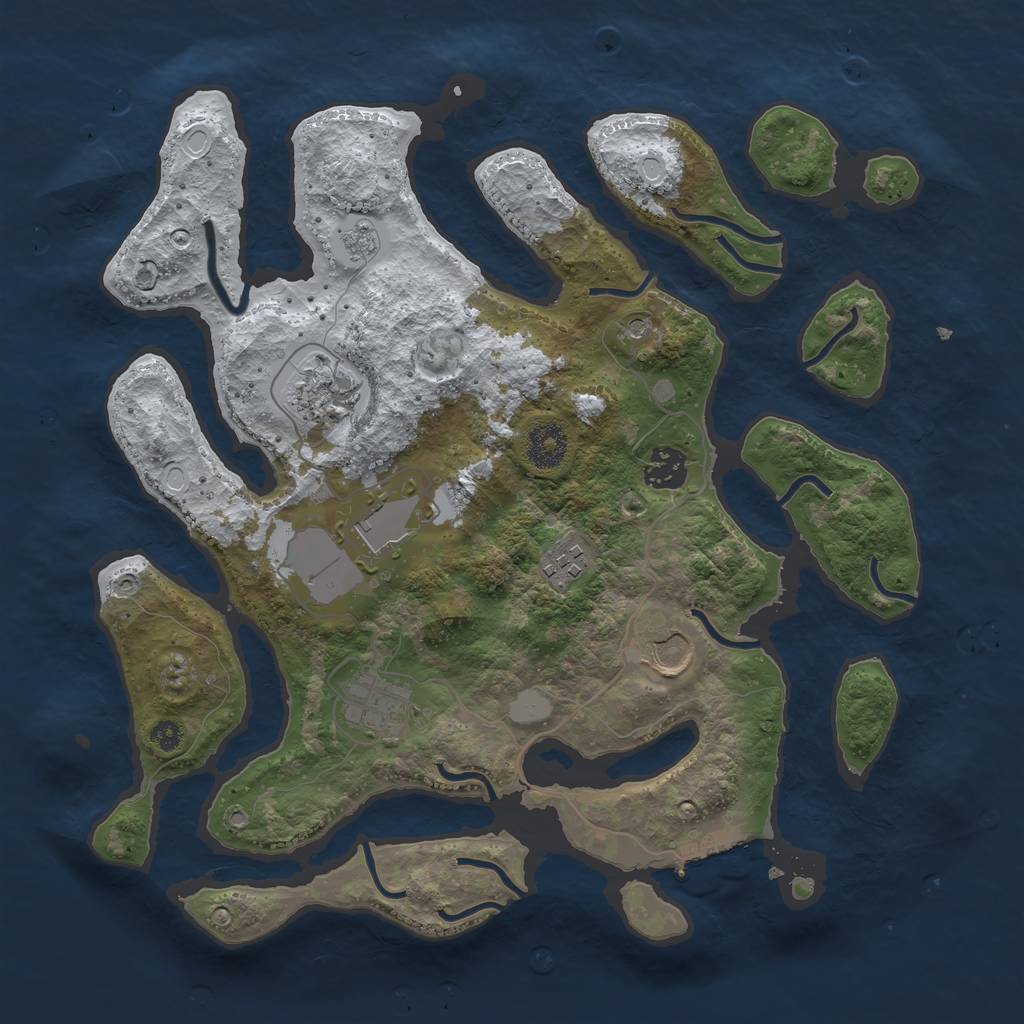 Rust Map: Procedural Map, Size: 3500, Seed: 5013430, 14 Monuments