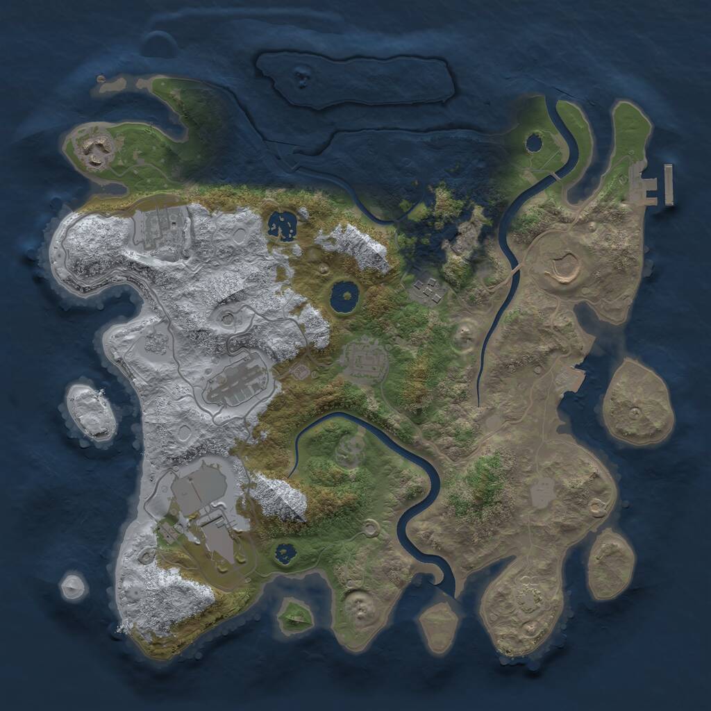 Rust Map: Procedural Map, Size: 3500, Seed: 4299150, 13 Monuments