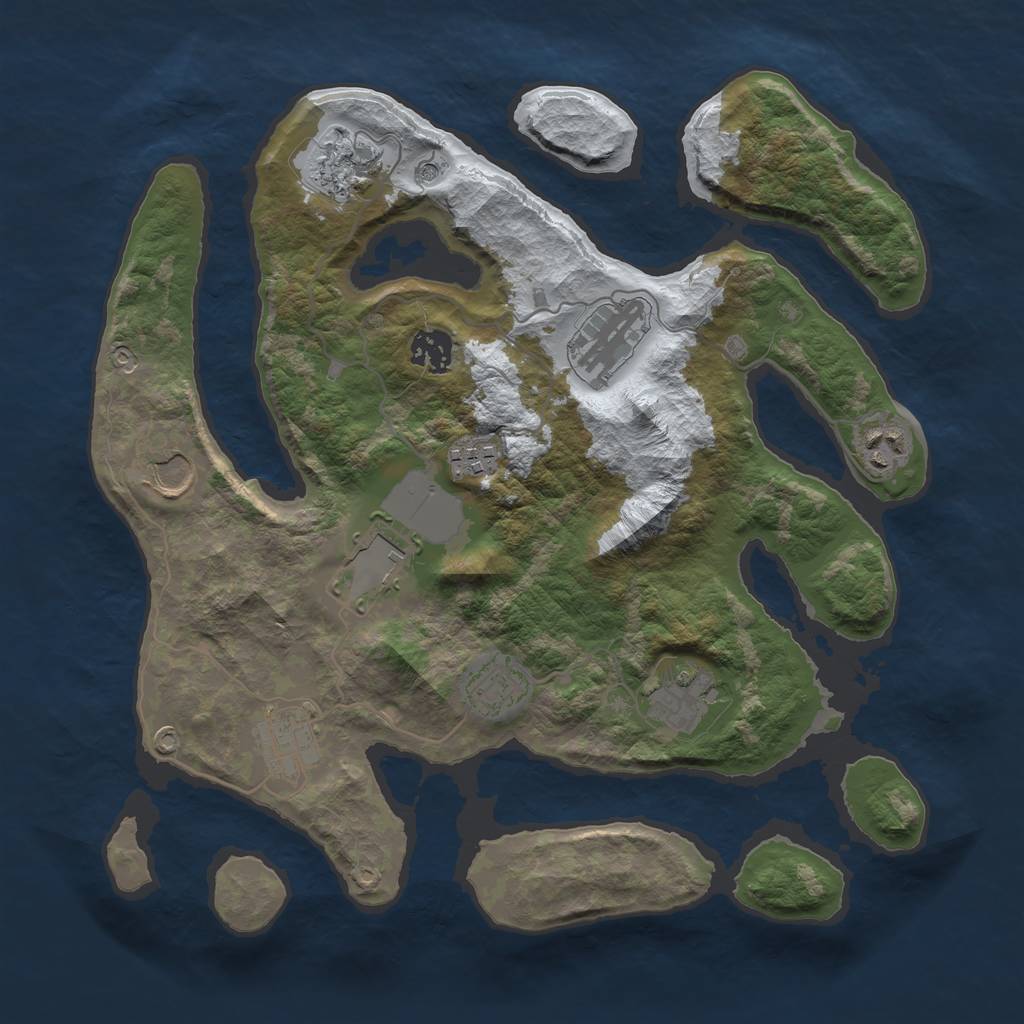 Rust Map: Barren, Size: 3500, Seed: 3132949, 13 Monuments