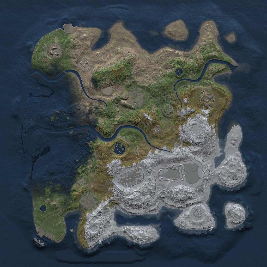 Rust Map: Procedural Map, Size: 3500, Seed: 1410262, 14 Monuments