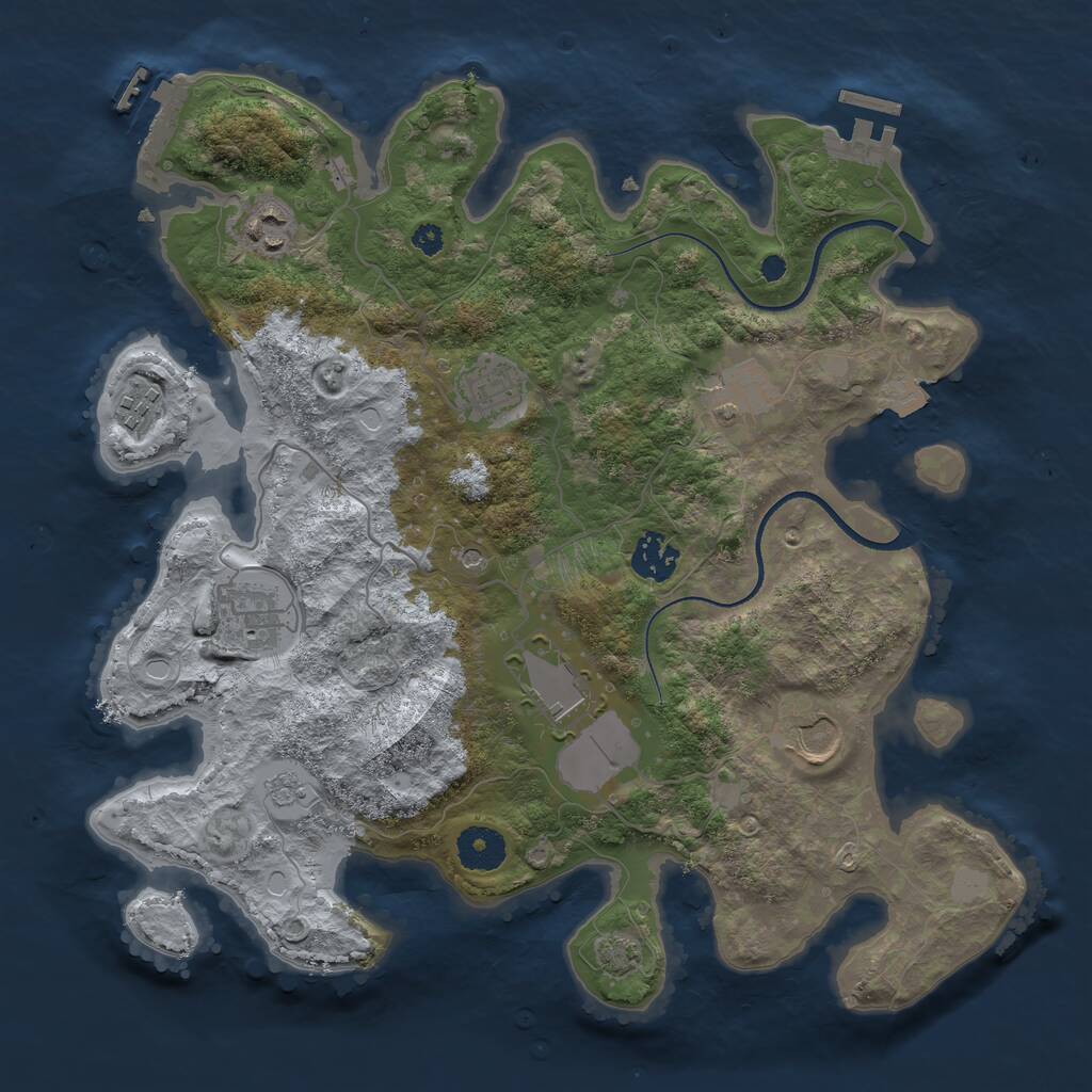 Rust Map: Procedural Map, Size: 3500, Seed: 5428118, 14 Monuments