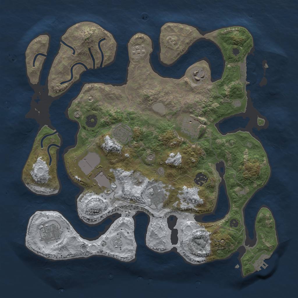 Rust Map: Procedural Map, Size: 3500, Seed: 3302713, 17 Monuments