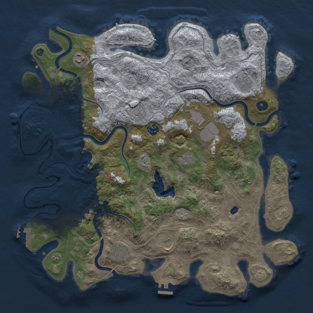 Rust Map: Procedural Map, Size: 4250, Seed: 739191, 16 Monuments