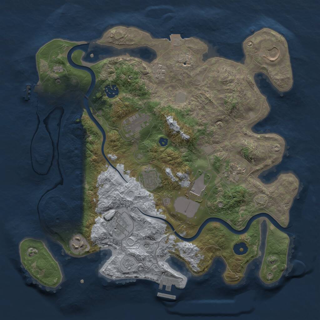 Rust Map: Procedural Map, Size: 3500, Seed: 5186016, 15 Monuments