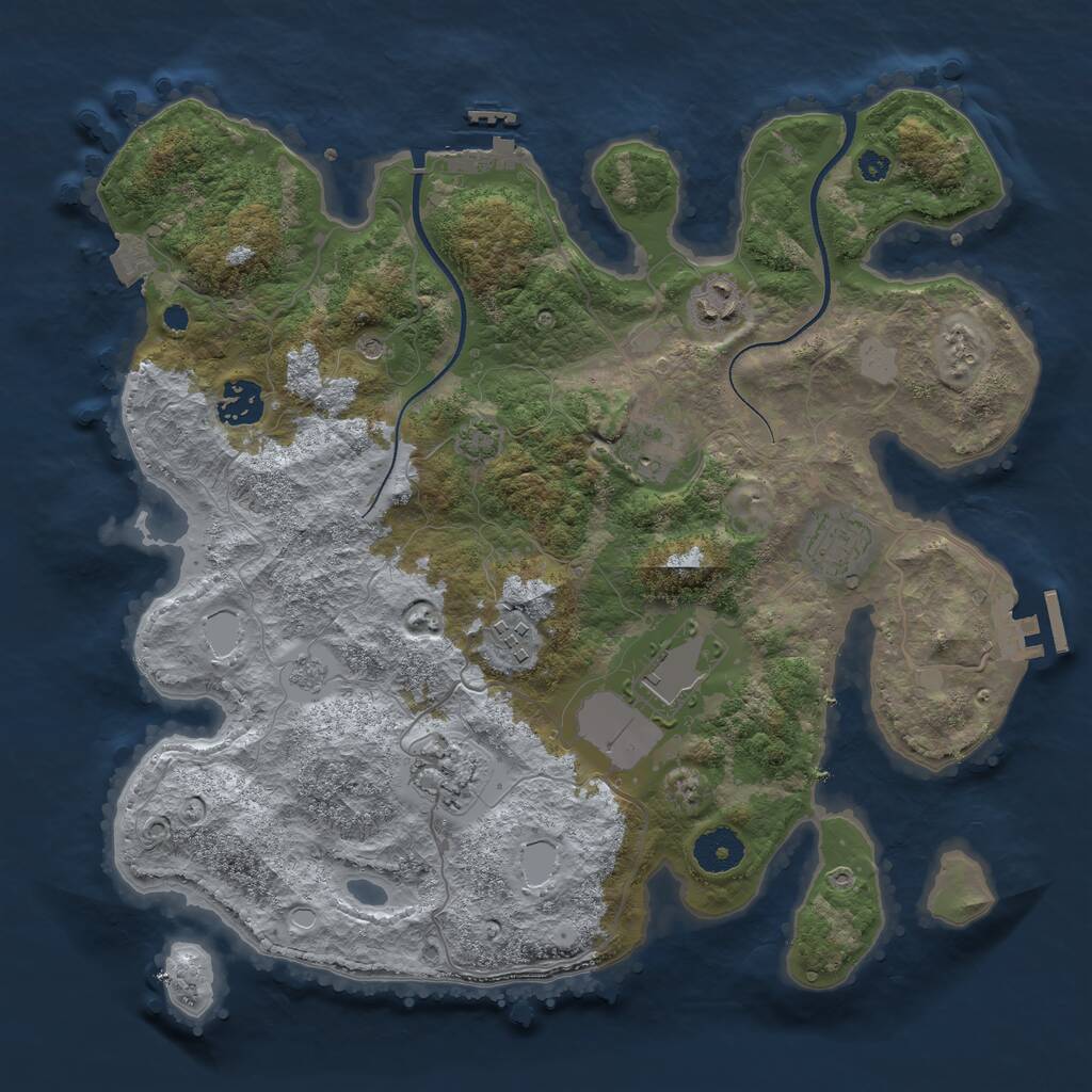 Rust Map: Procedural Map, Size: 3500, Seed: 4597641, 13 Monuments